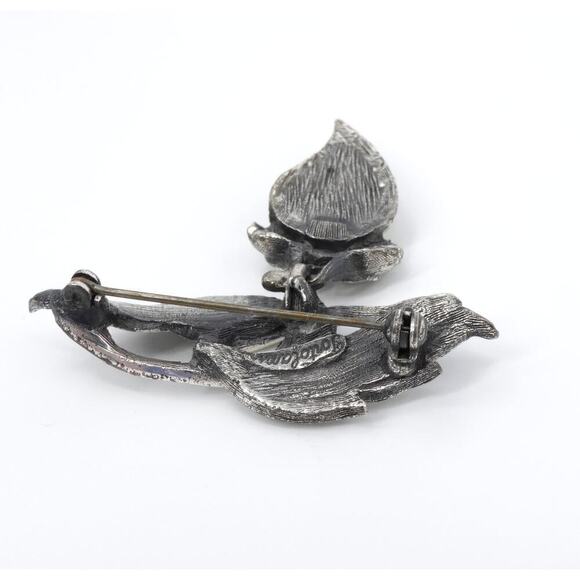 Vintage Tortolani Grape Brooch Silver Tone Faux Pearl Signed - Picture 4 of 12